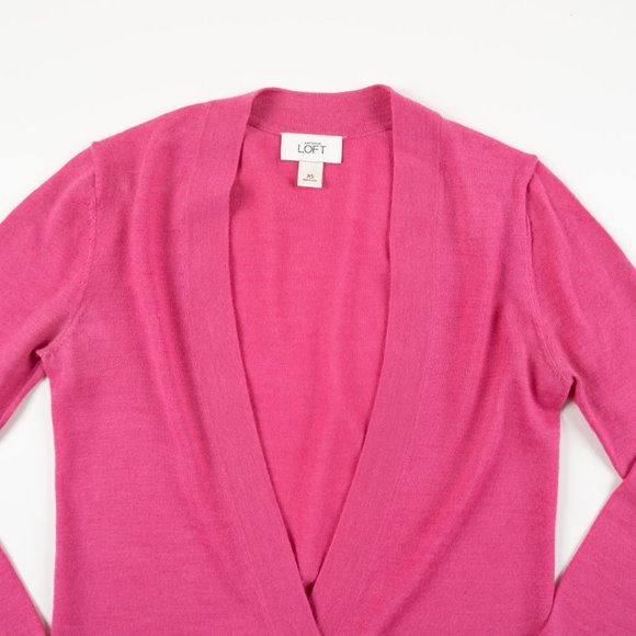 ANN TAYLOR LOFT pink cardigan sweater with gold sequins size XS - Picture 7 of 11